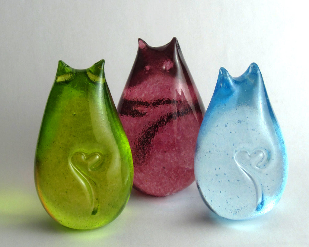 Three Love Cats glass cats by Henrietta Glass