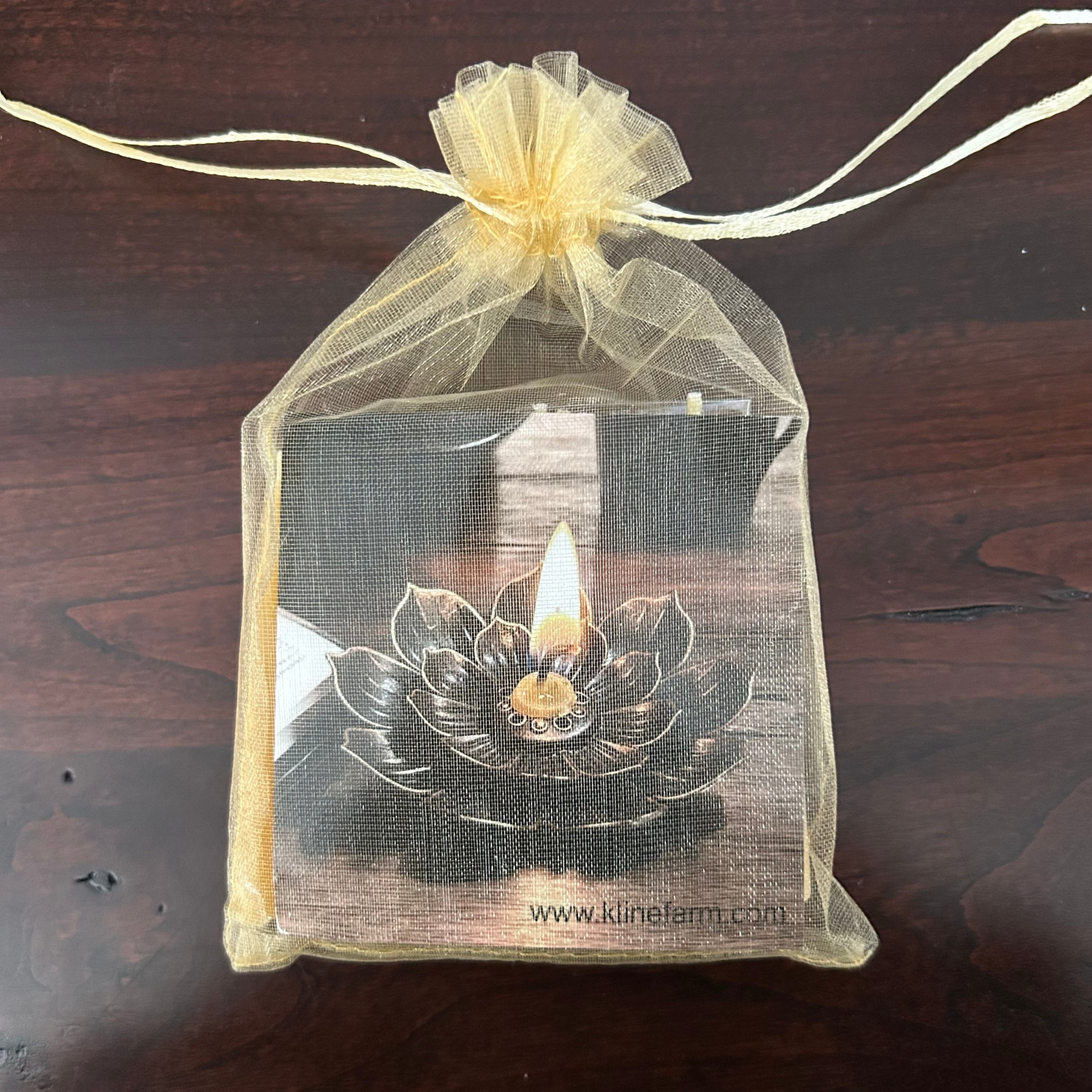 Meditation Honey Beeswax Candle Set (includes 20 candles and lotus base)