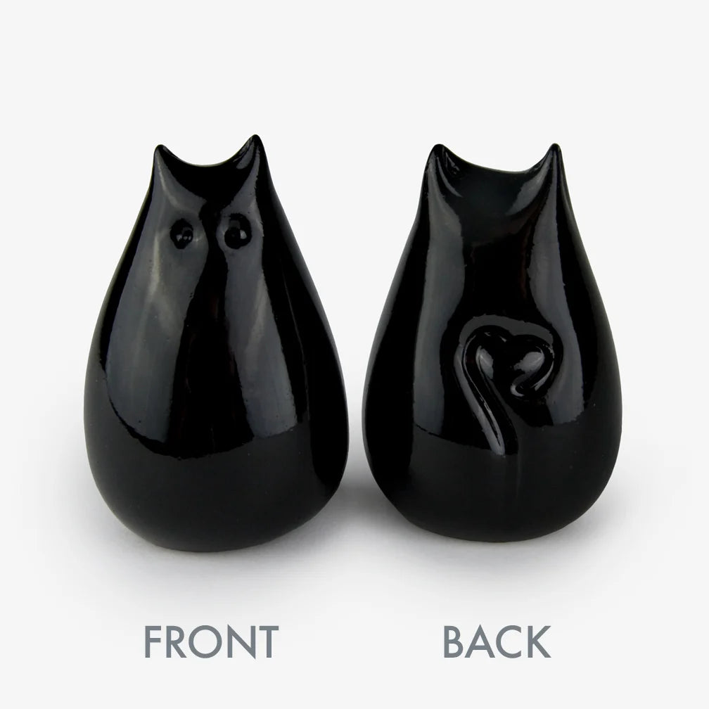 Love Cats glass cat in Black, front and back