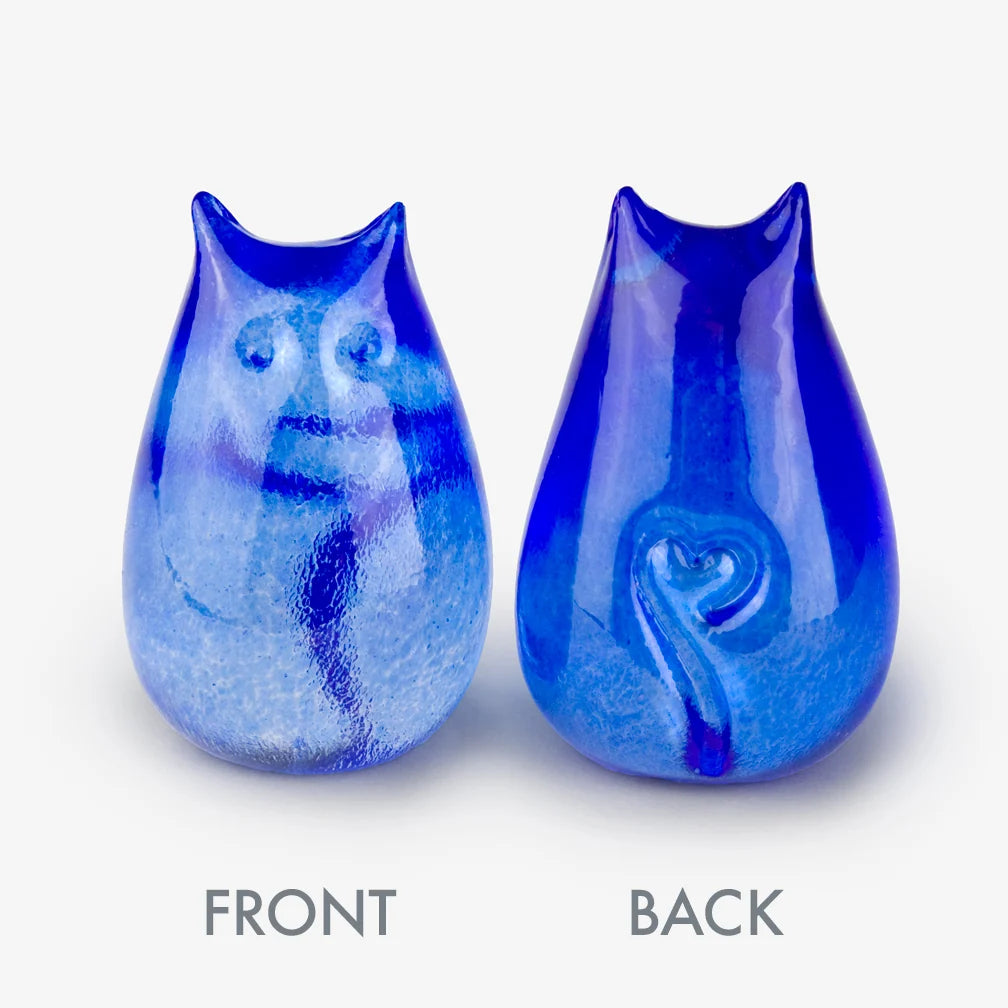 Love Cats glass cat in Blue Sky, front and back