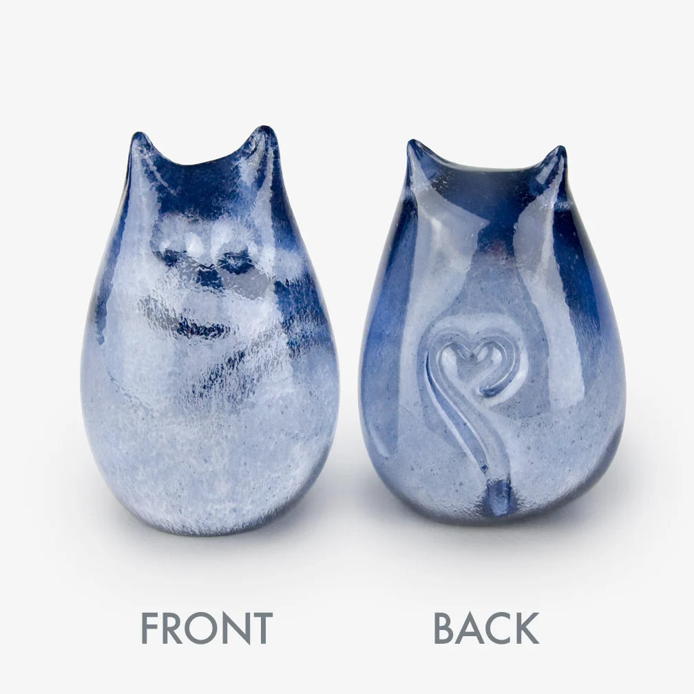 Love Cats glass cat in Earl Gray, front and back