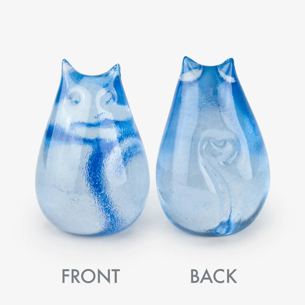Love Cats glass cat in Moonlight, front and back