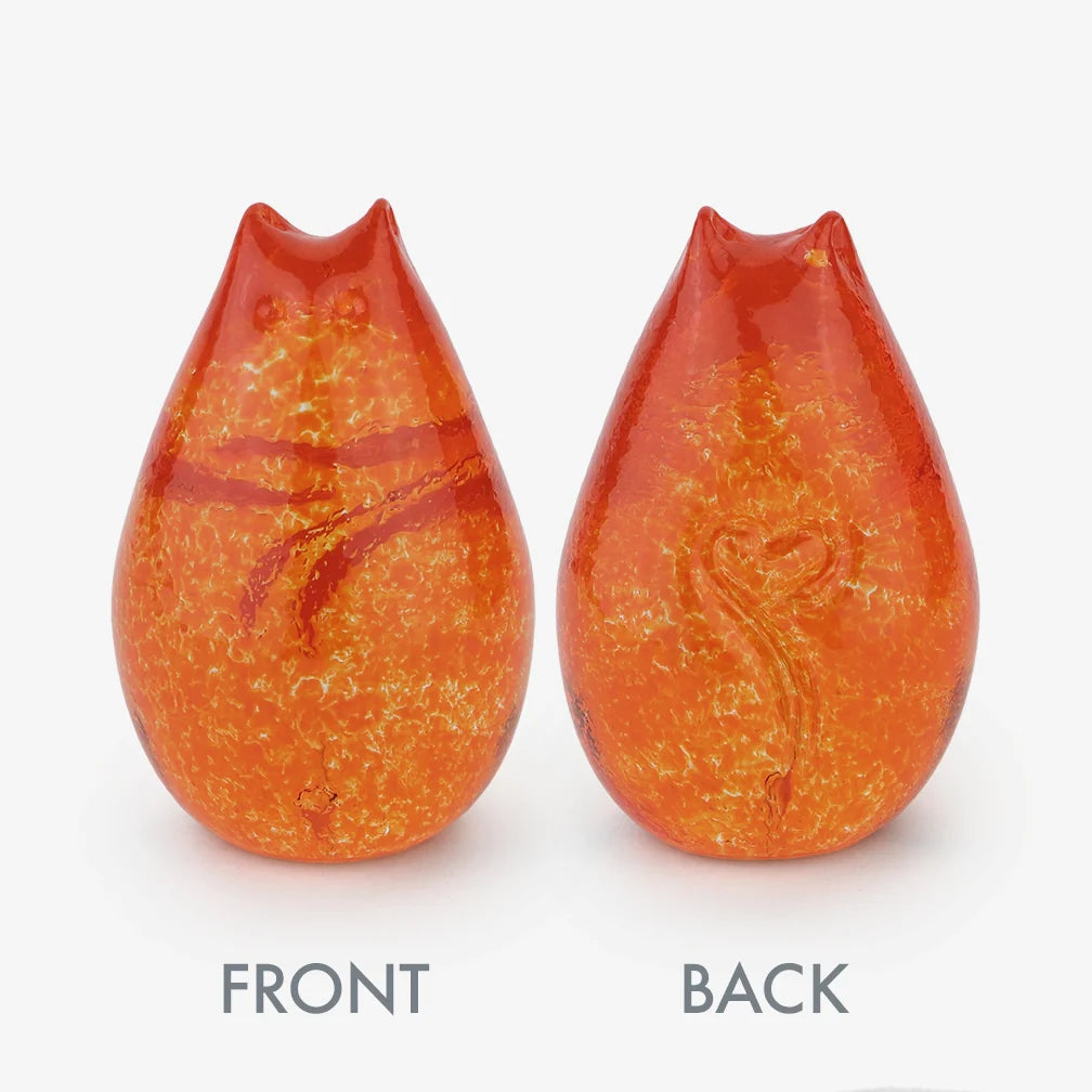 Love Cats glass cat in Tigger, front and back